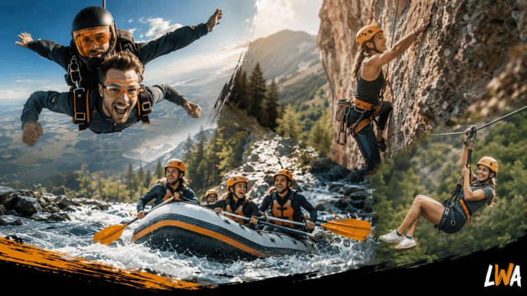 First-time adventurers trying several guided adrenaline activities.