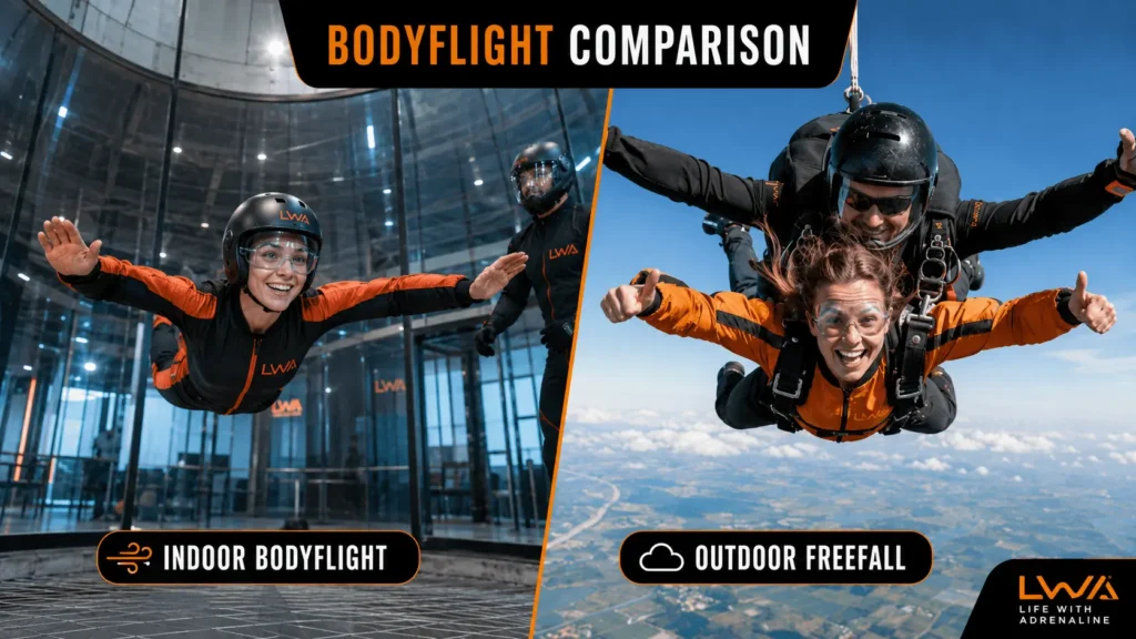indoor skydiving vs real skydiving
